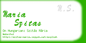 maria szitas business card